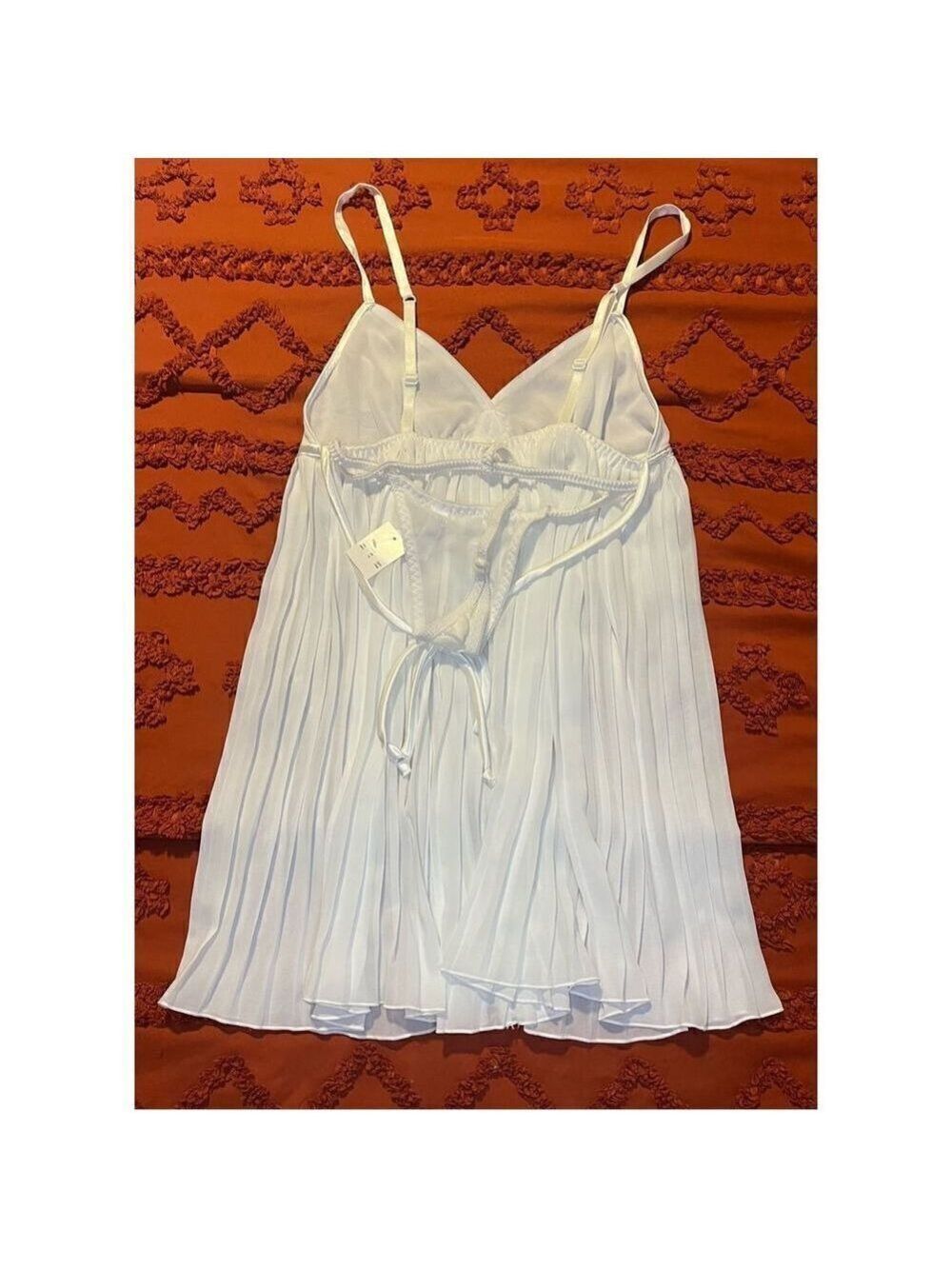 White mini spaghetti straps, panty, brand, new with tags, sexy Teddy nightie. Sz - Picture 7 of 16